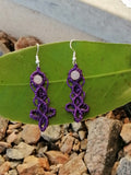 Boucles d'oreille violette et quartz rose