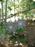 boucle d'oreille tissé à la main en micro macramé
