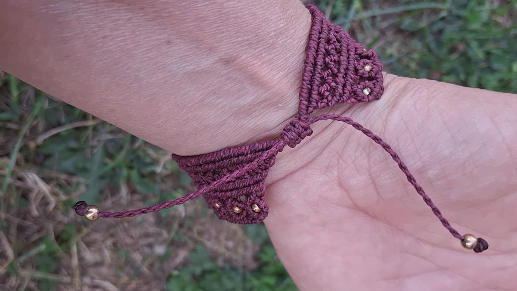 manchette tissé à la main en micro macramé