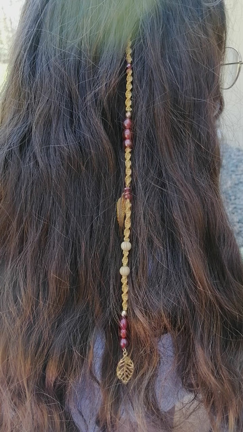 bijou de cheveu tissé à la main en micro macramé de couleur mandarine